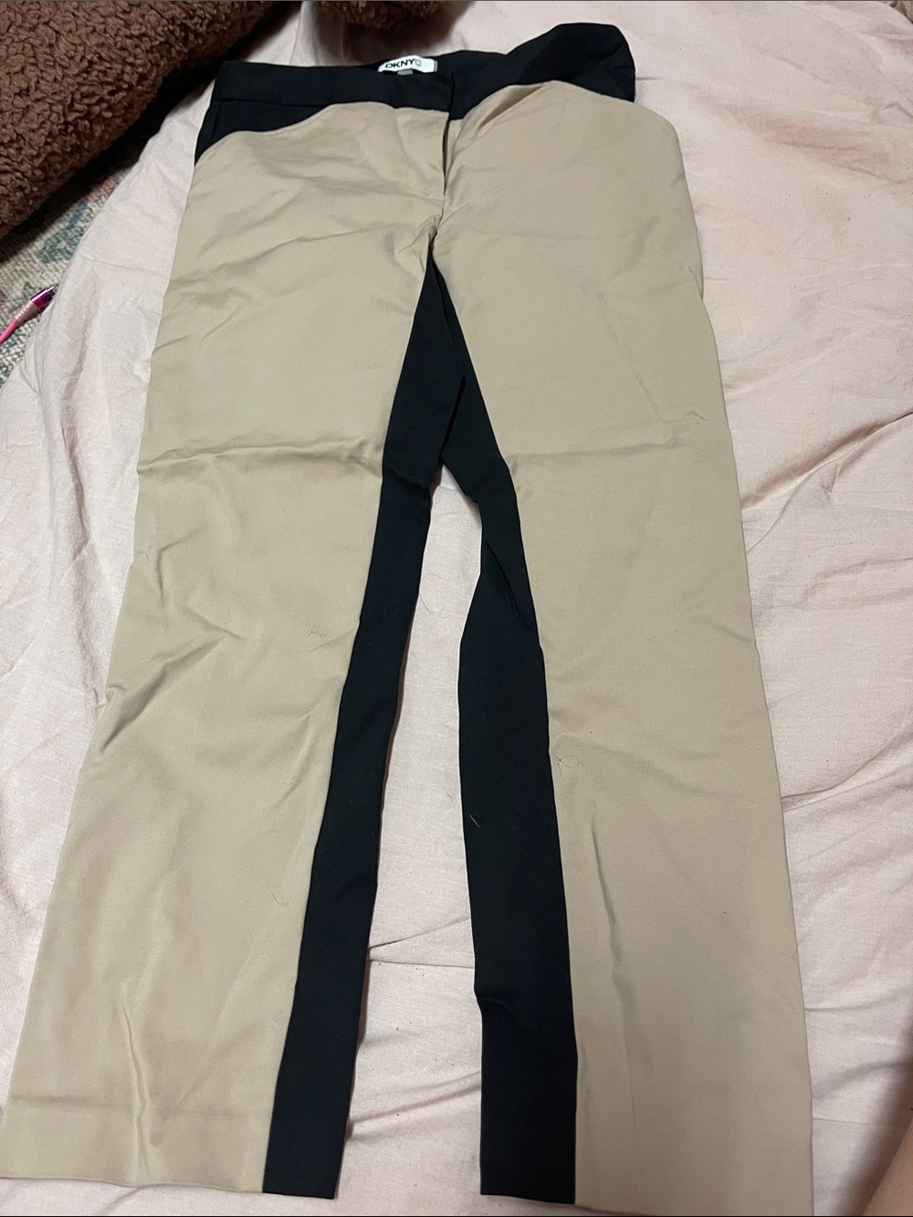 DKNYC Beige and Black Colorblock Slim Leg Pants